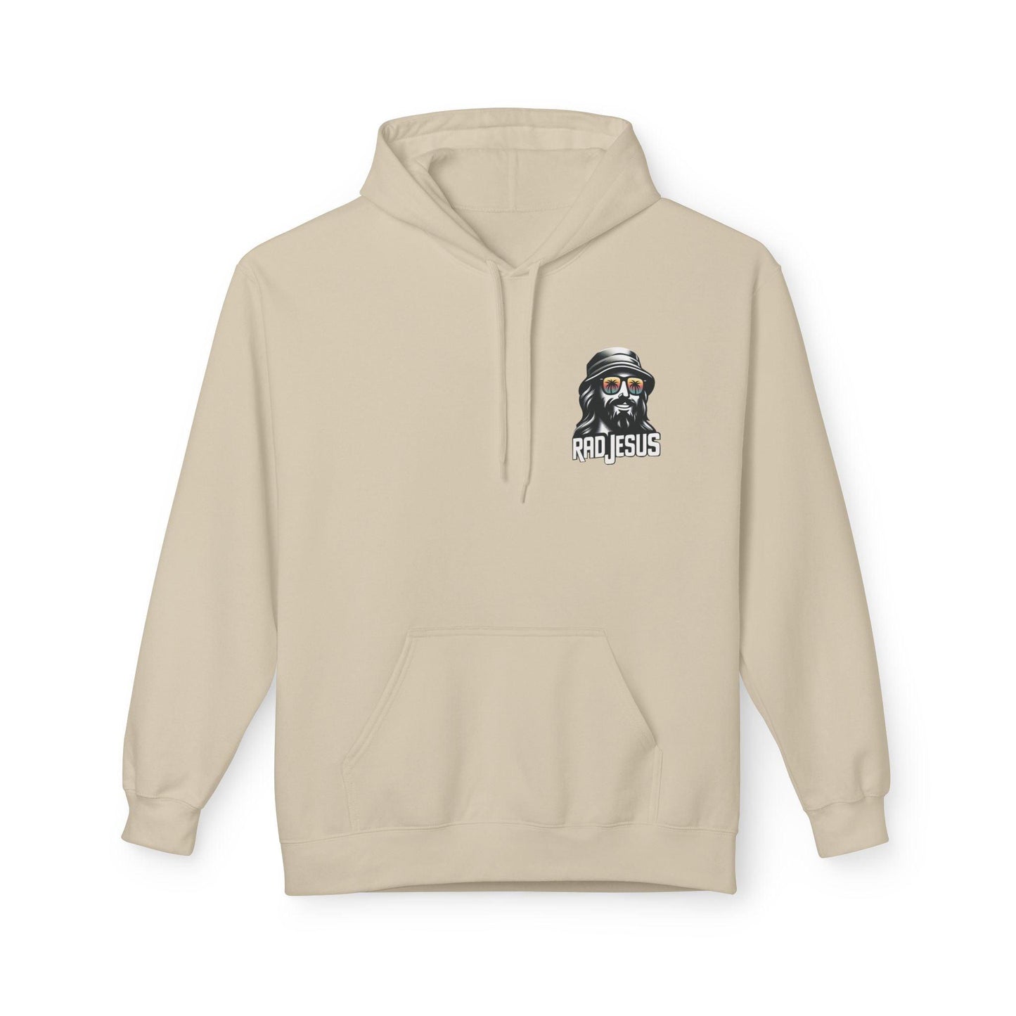 creme left pocket print hoodie