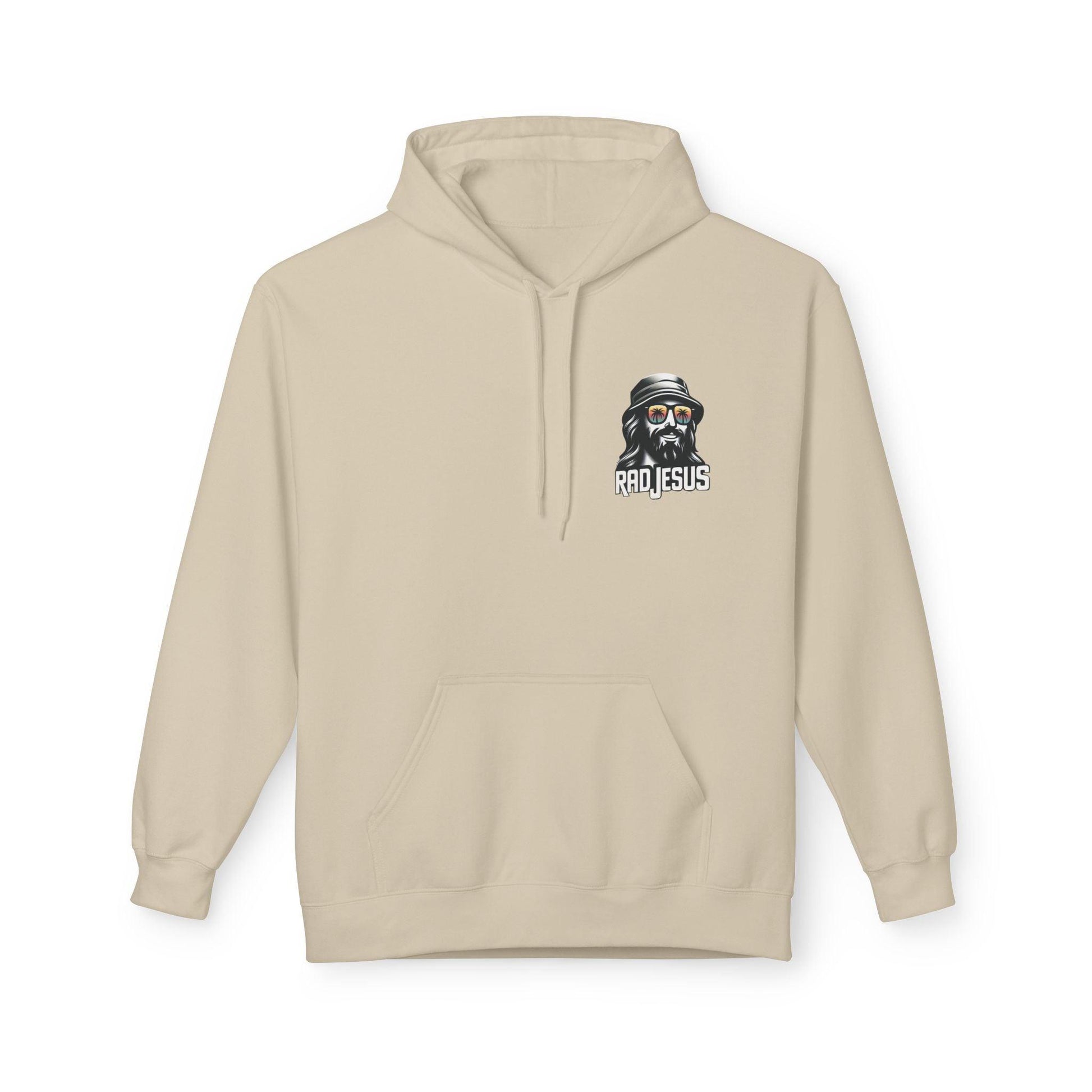 creme left pocket print hoodie