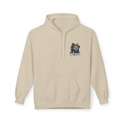 creme left pocket print hoodie