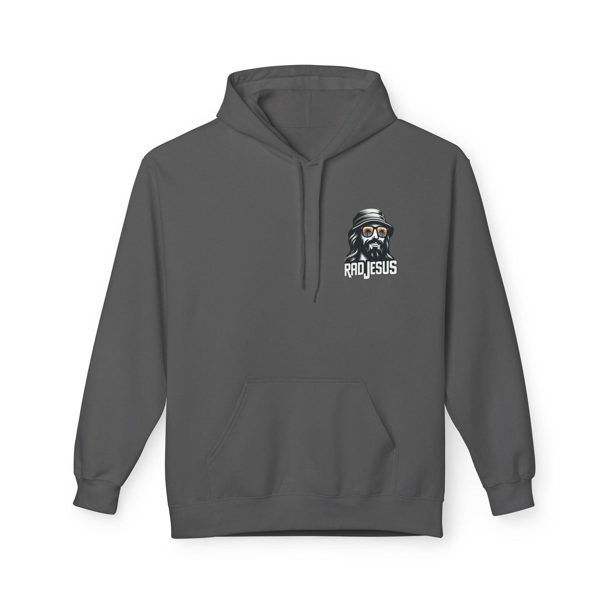 grey left pocket print hoodie