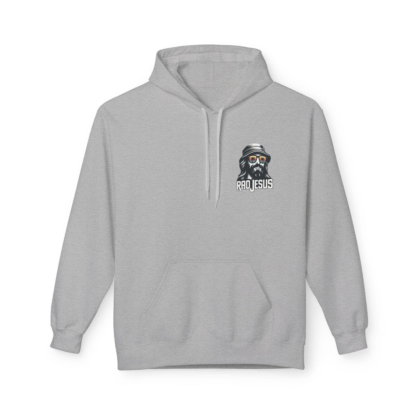 light grey left pocket print hoodie