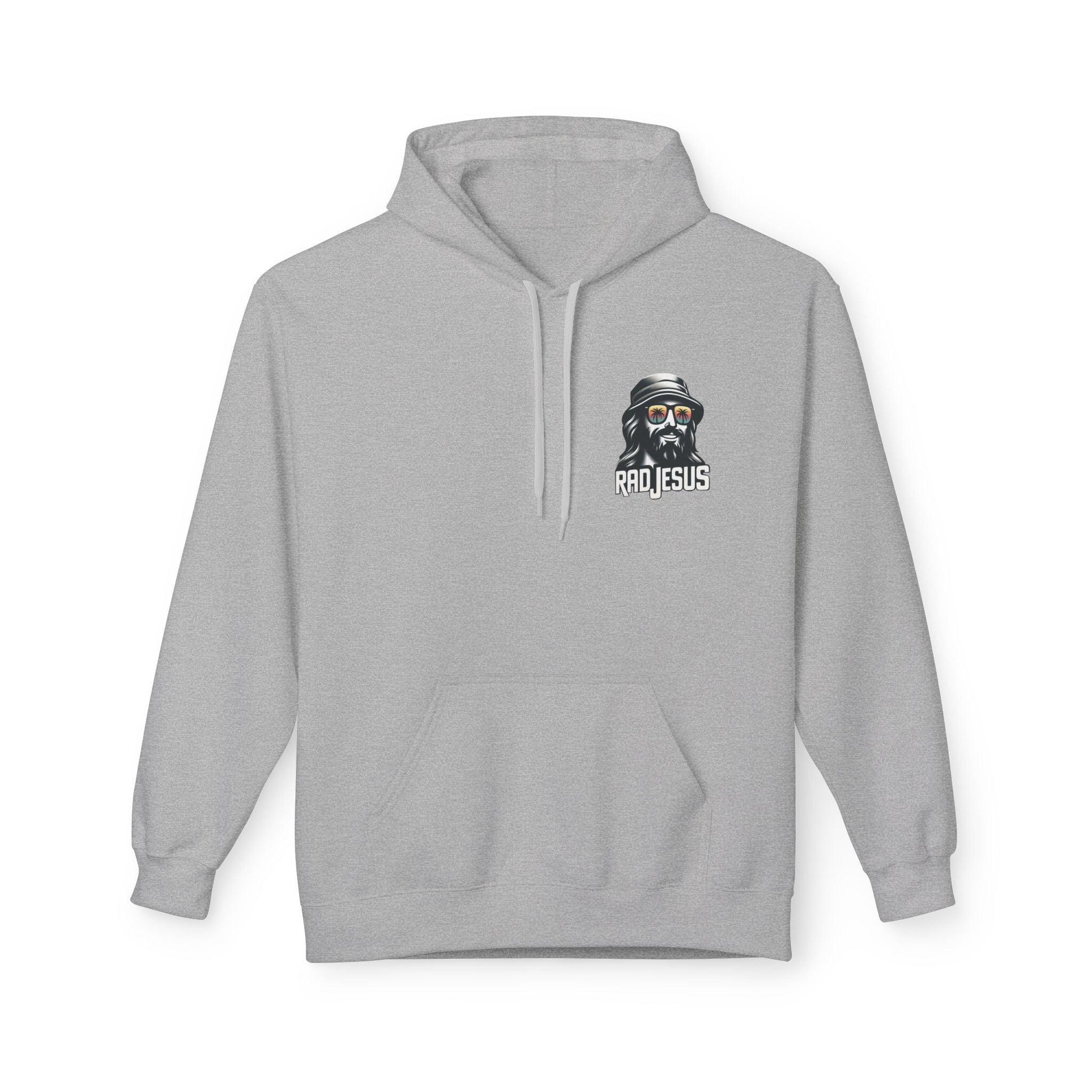 light grey left pocket print hoodie