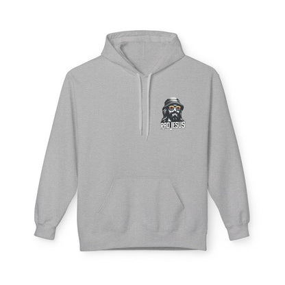 light grey left pocket print hoodie