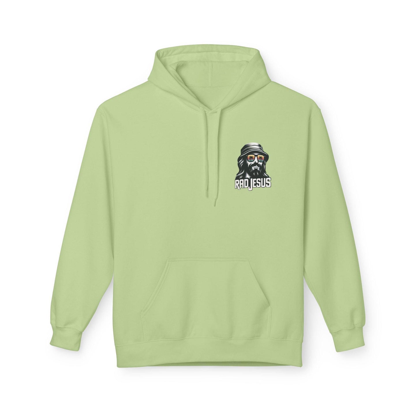 lime green left pocket print hoodie