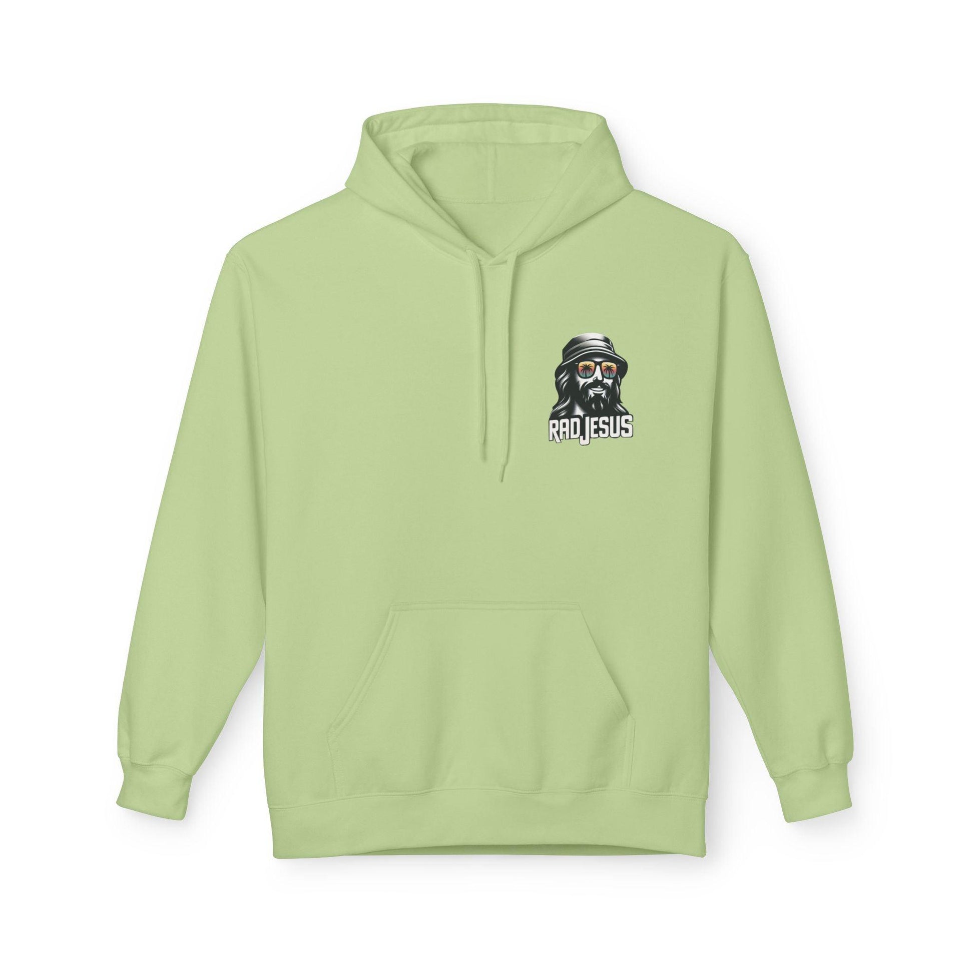lime green left pocket print hoodie