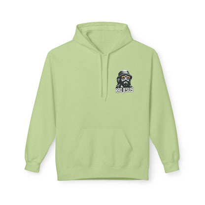 lime green left pocket print hoodie