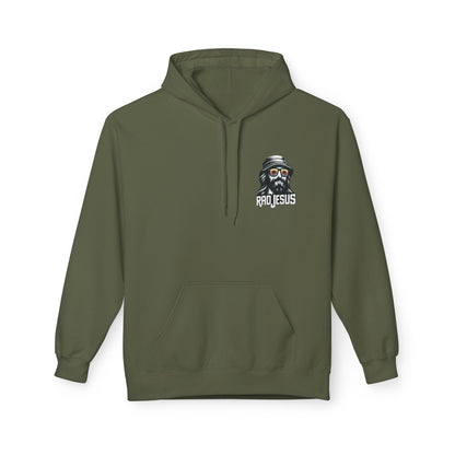 olive green left pocket print hoodie