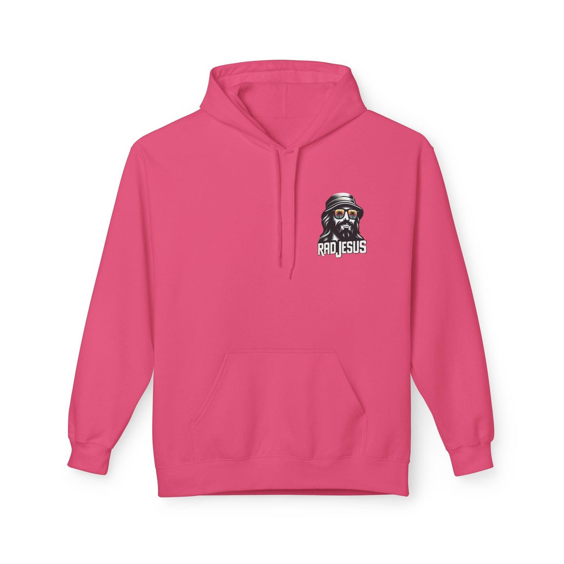 pink left pocket print hoodie