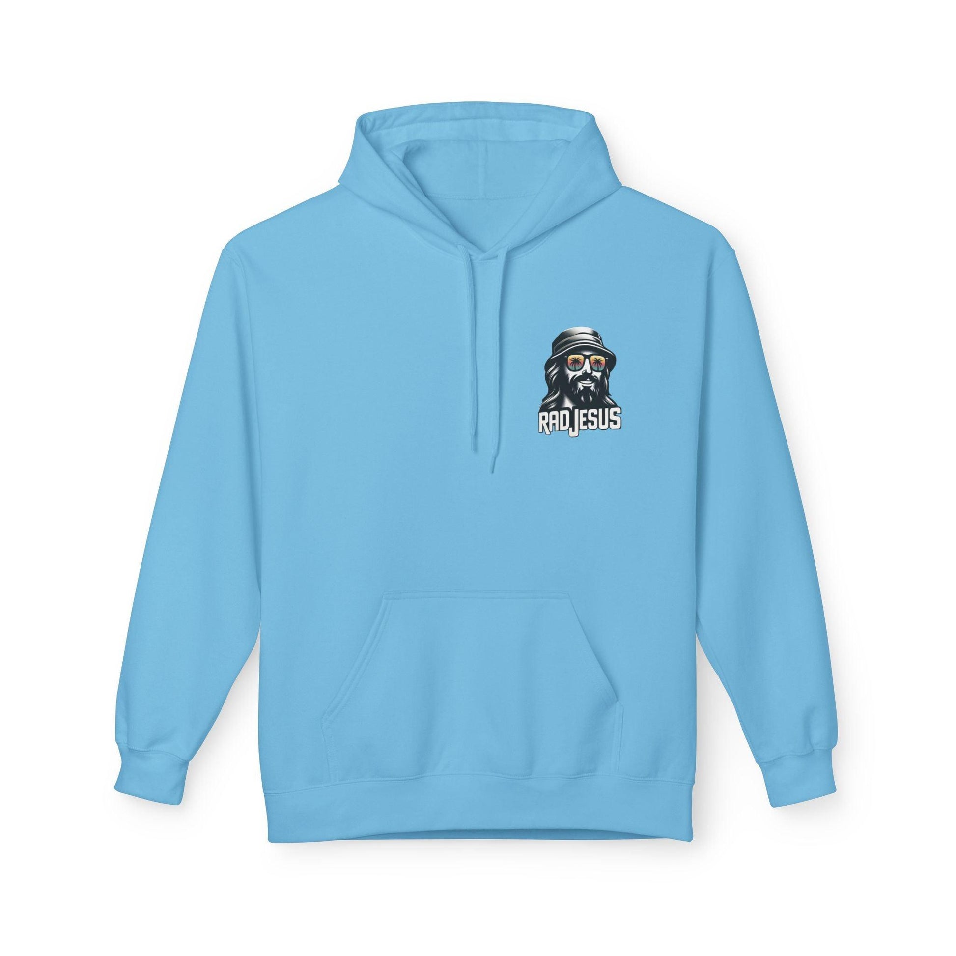 sky blue left pocket print hoodie