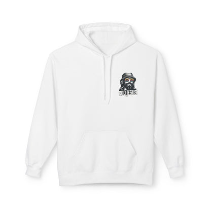white left pocket print hoodie