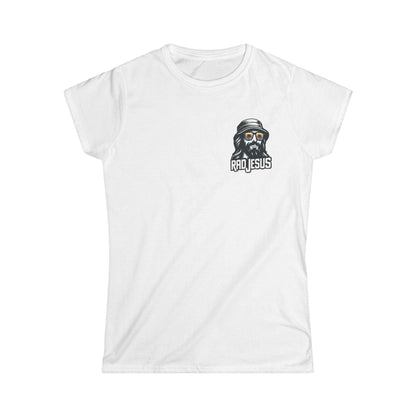 white women's left chest logo tee