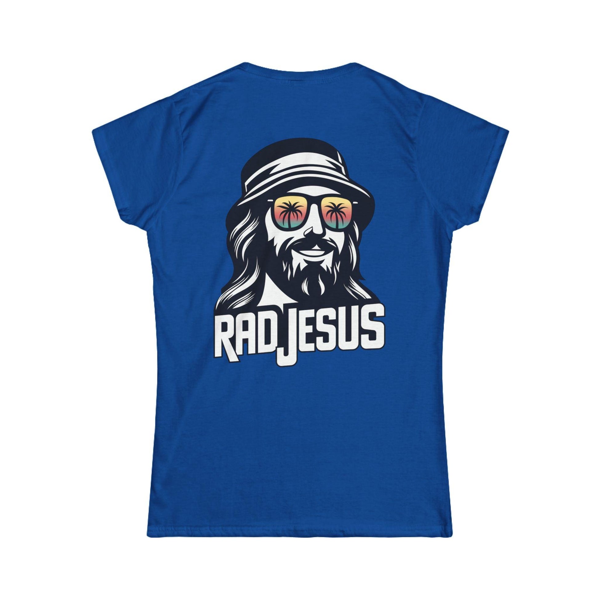 blue women's print on back shirt 