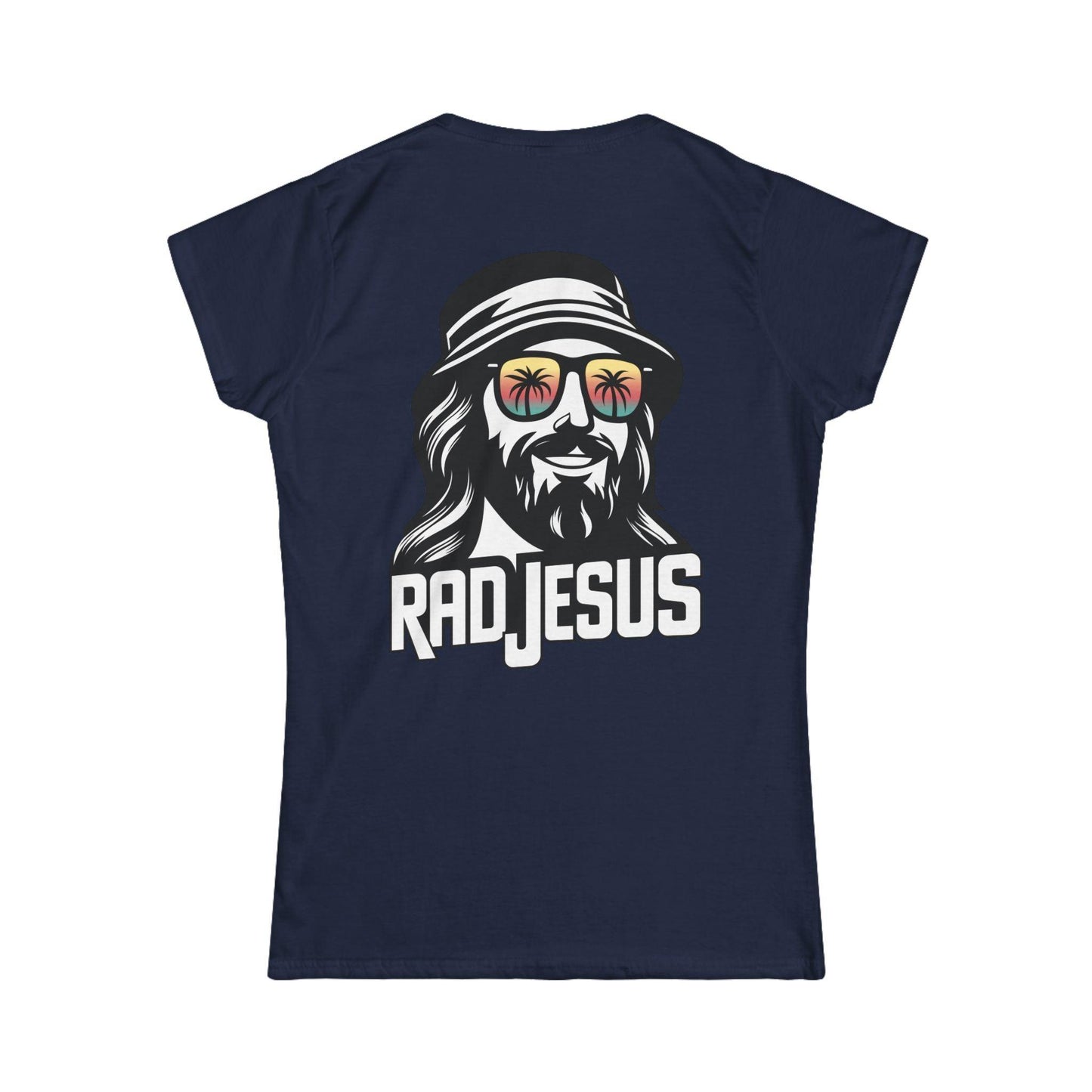 navy blue women's print on back shirt