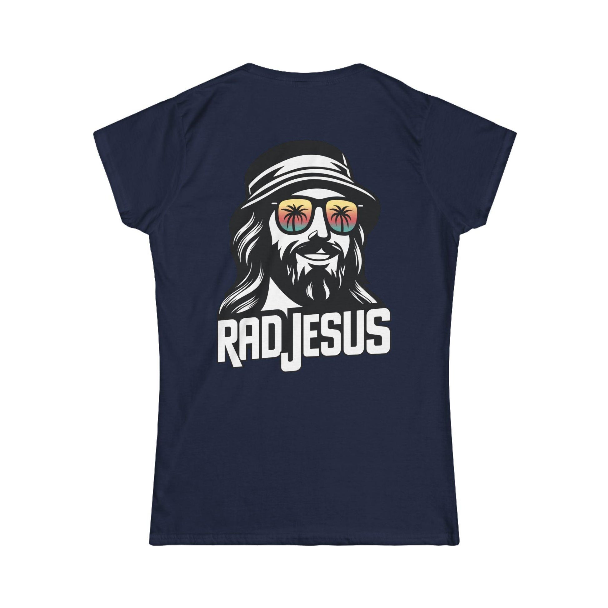 navy blue women's print on back shirt