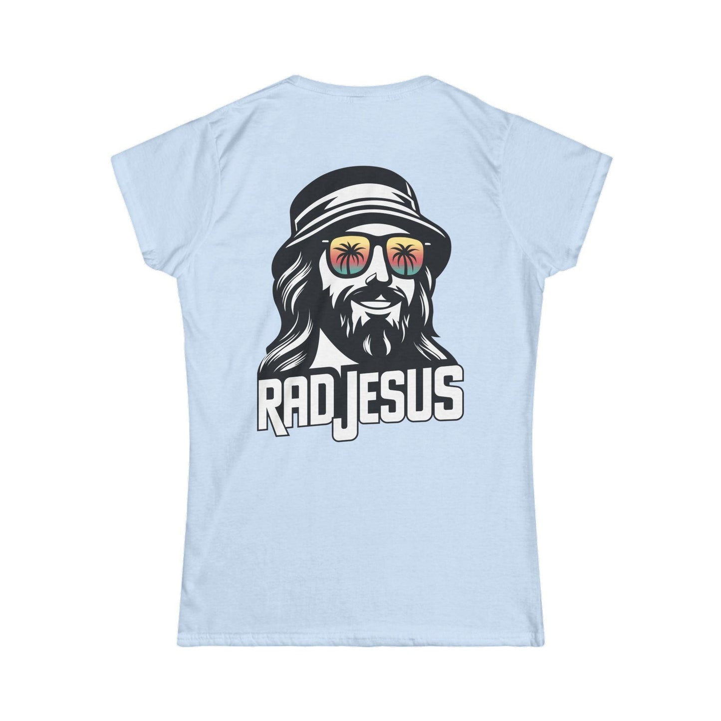 sky blue women's print on back shirt