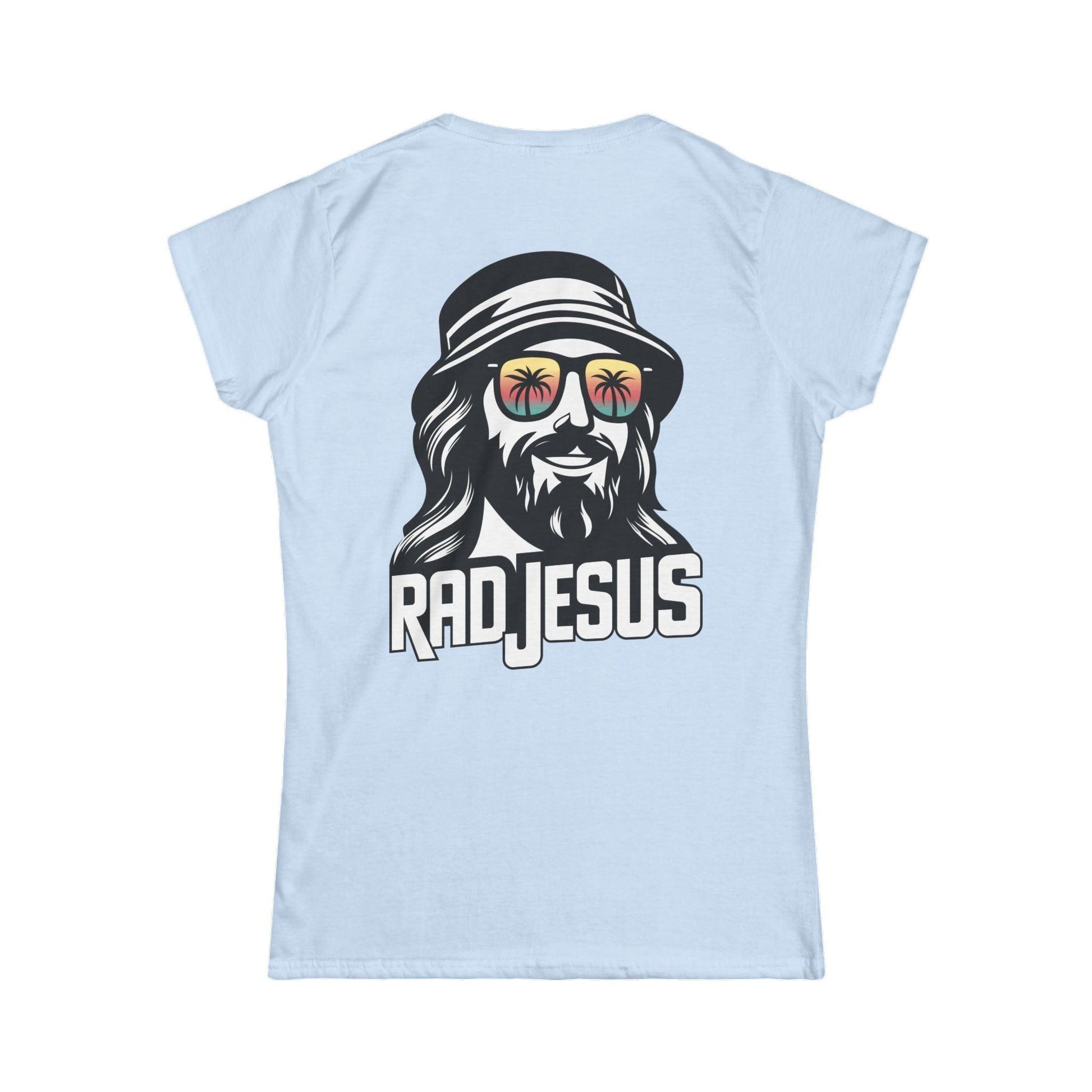 sky blue women's print on back shirt