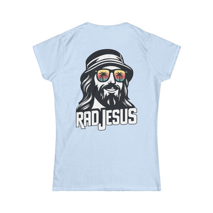 sky blue women's print on back shirt