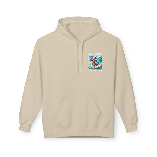 creme pocket print surfer hoodie