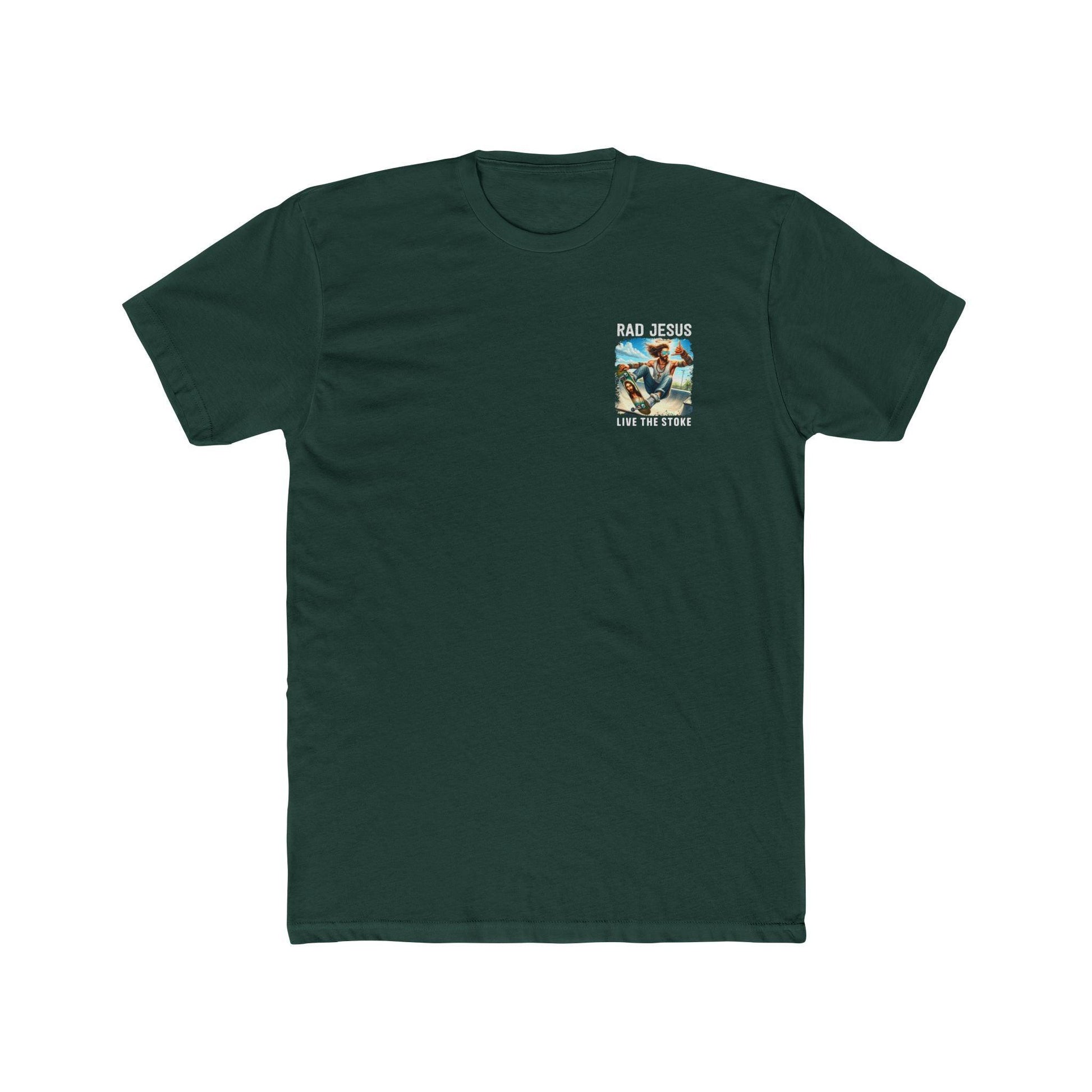 darker green left chest print skater shirt 
