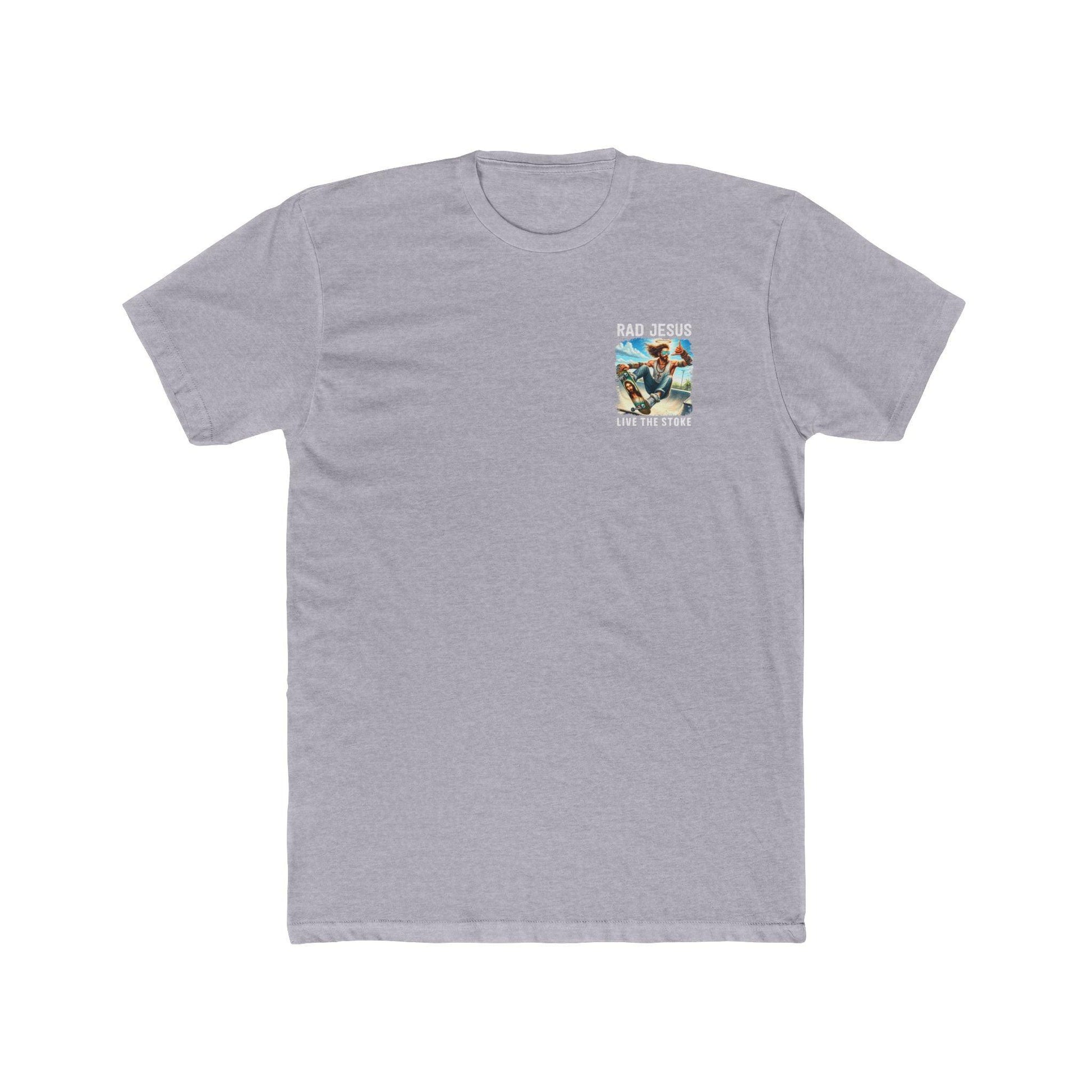 light grey left chest print skater shirt 