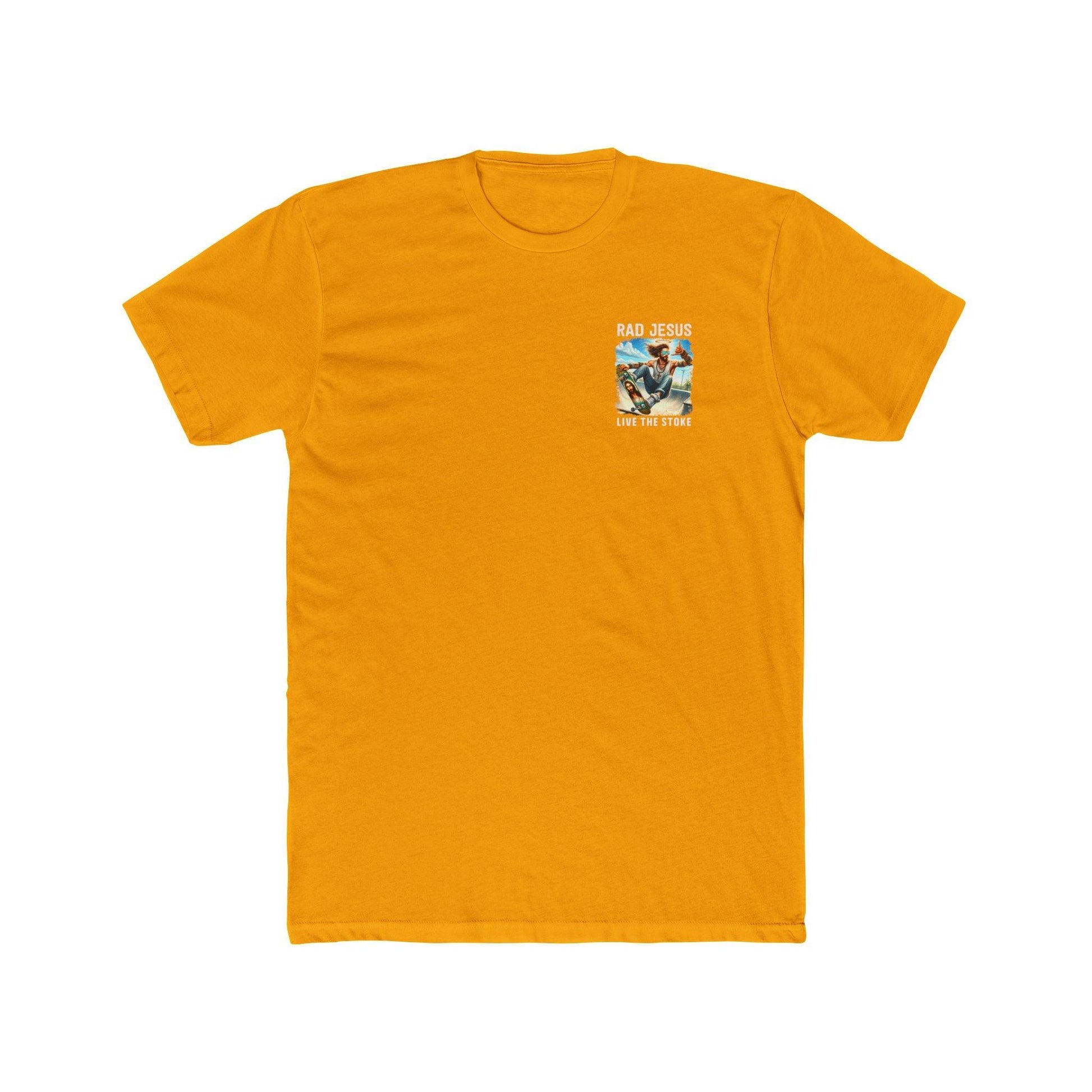 orange left chest print skater shirt 