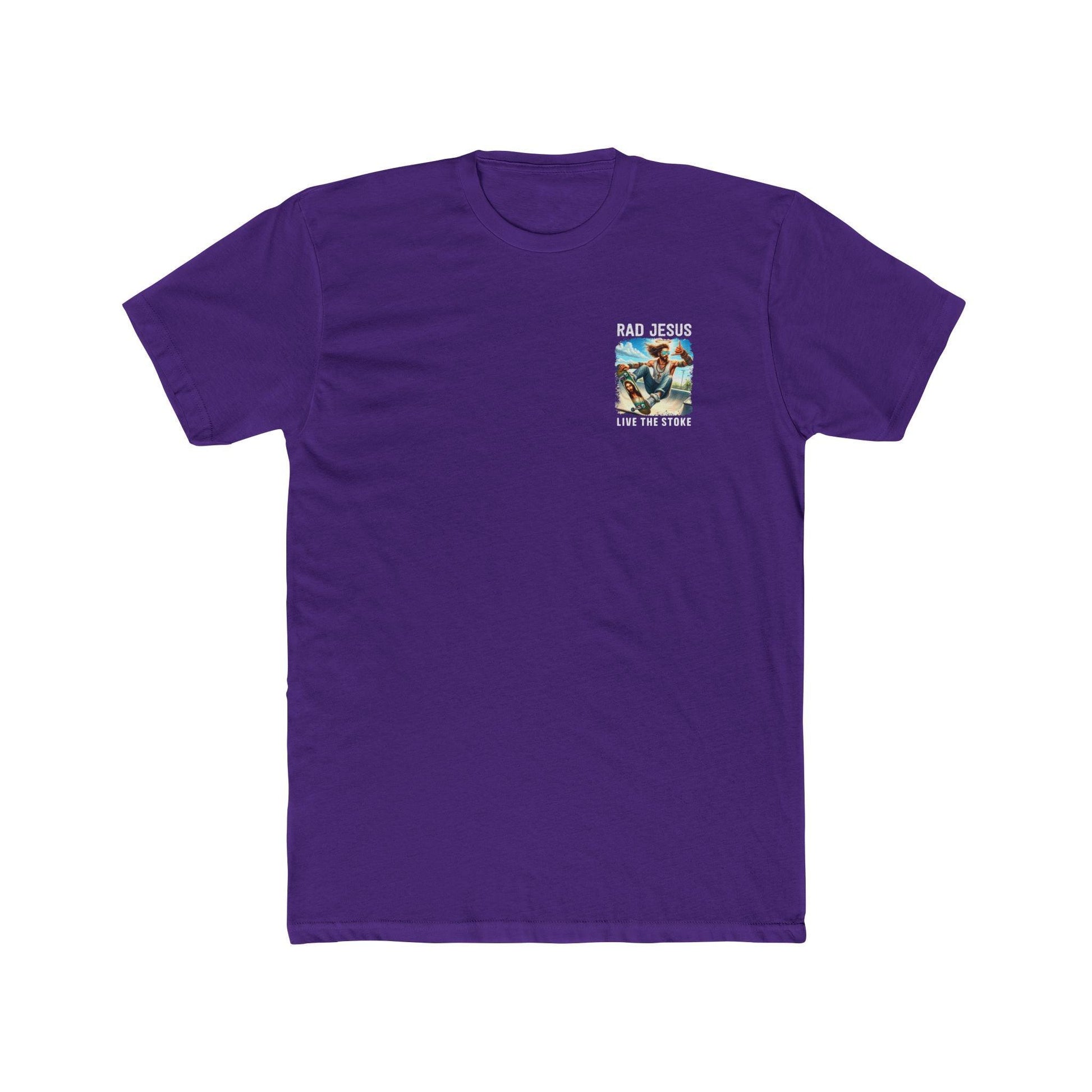 purple left chest print skater shirt 