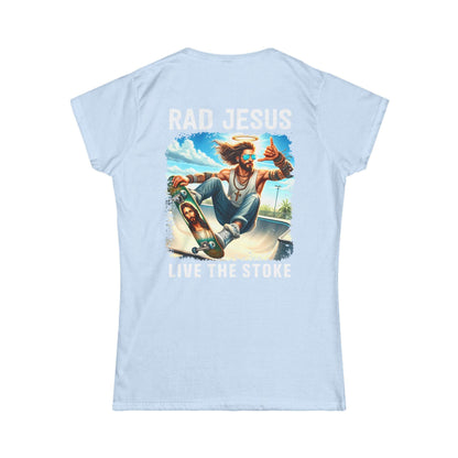 sky blue back print shirt for women
