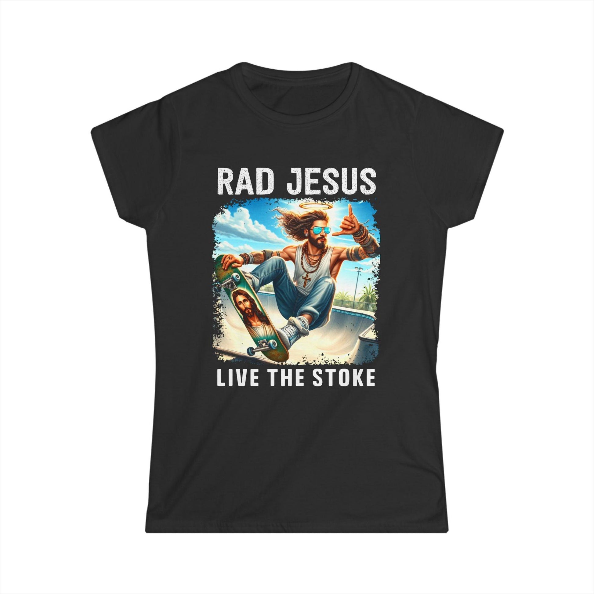 black front print women's graphic tee