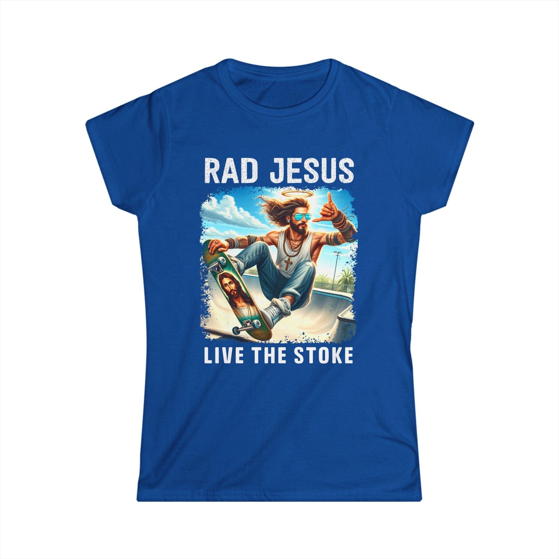 blue front print women's graphic tee