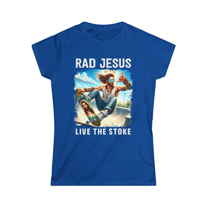 blue front print women's graphic tee