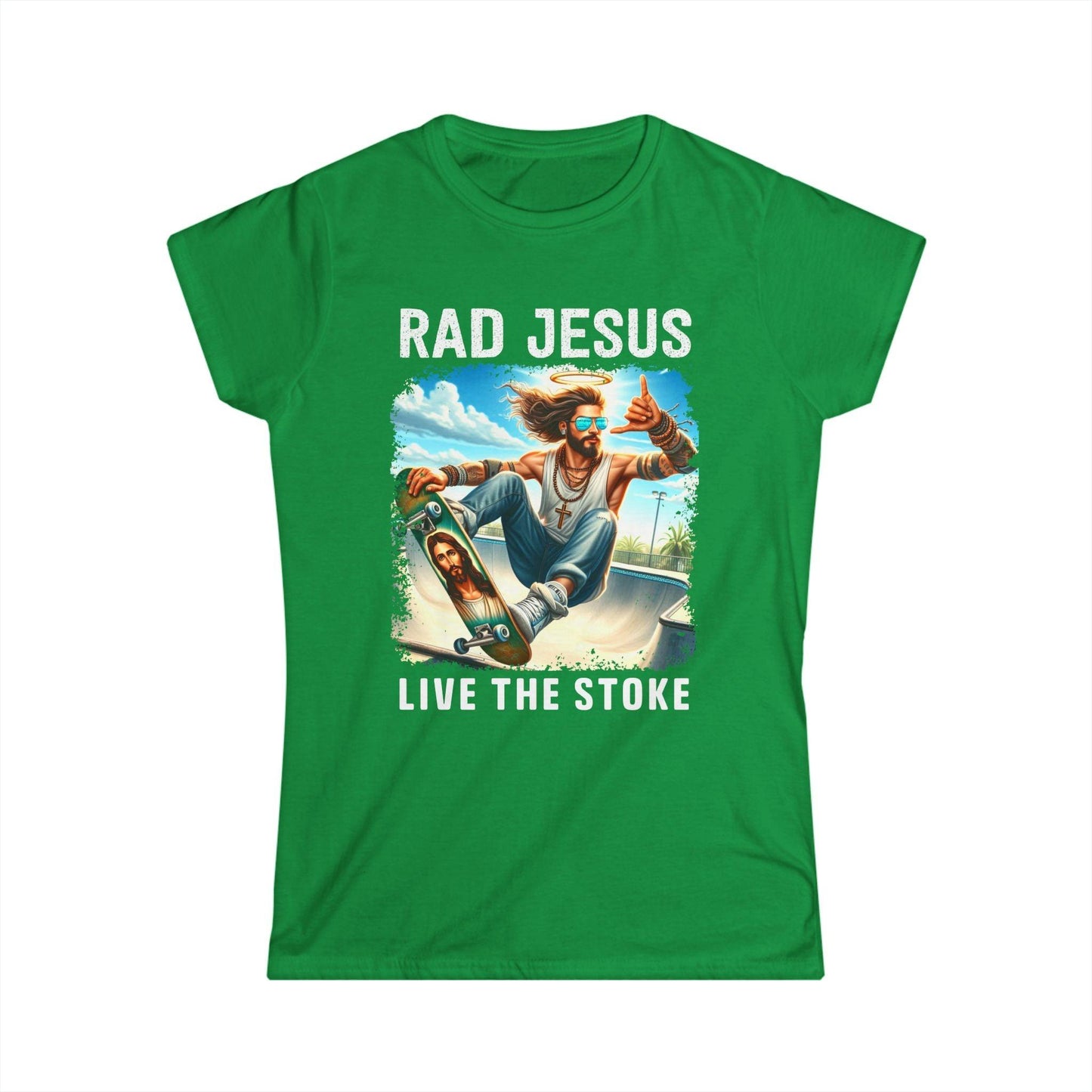 green front print women's graphic tee