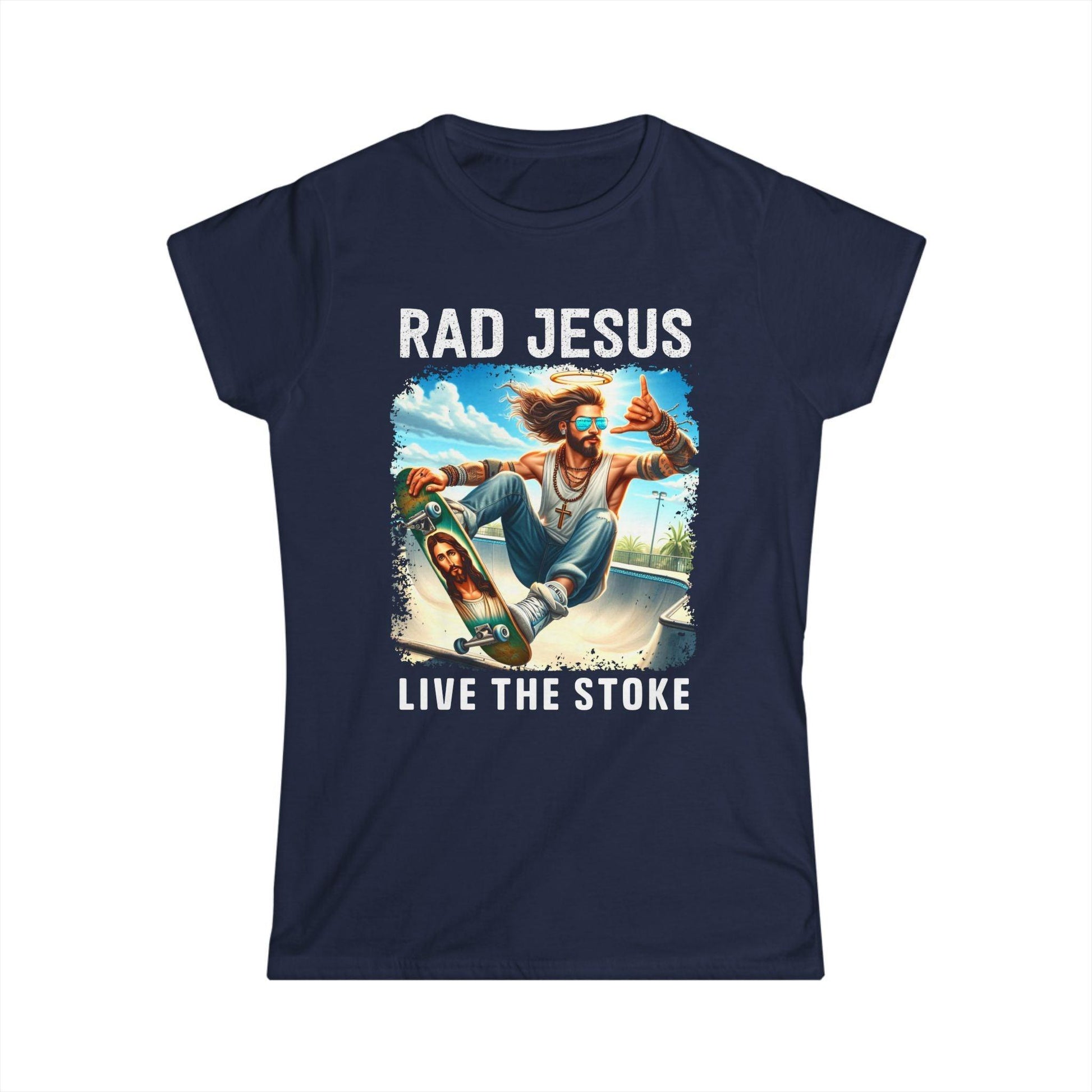 navy blue front print women's graphic tee