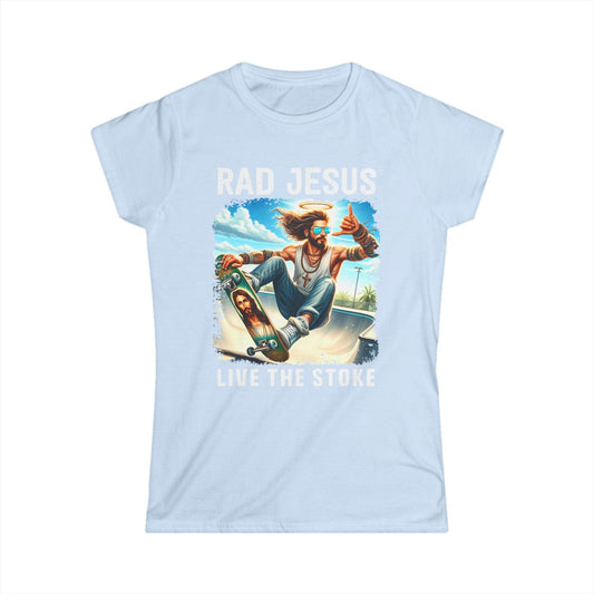 sky blue front print women's graphic tee