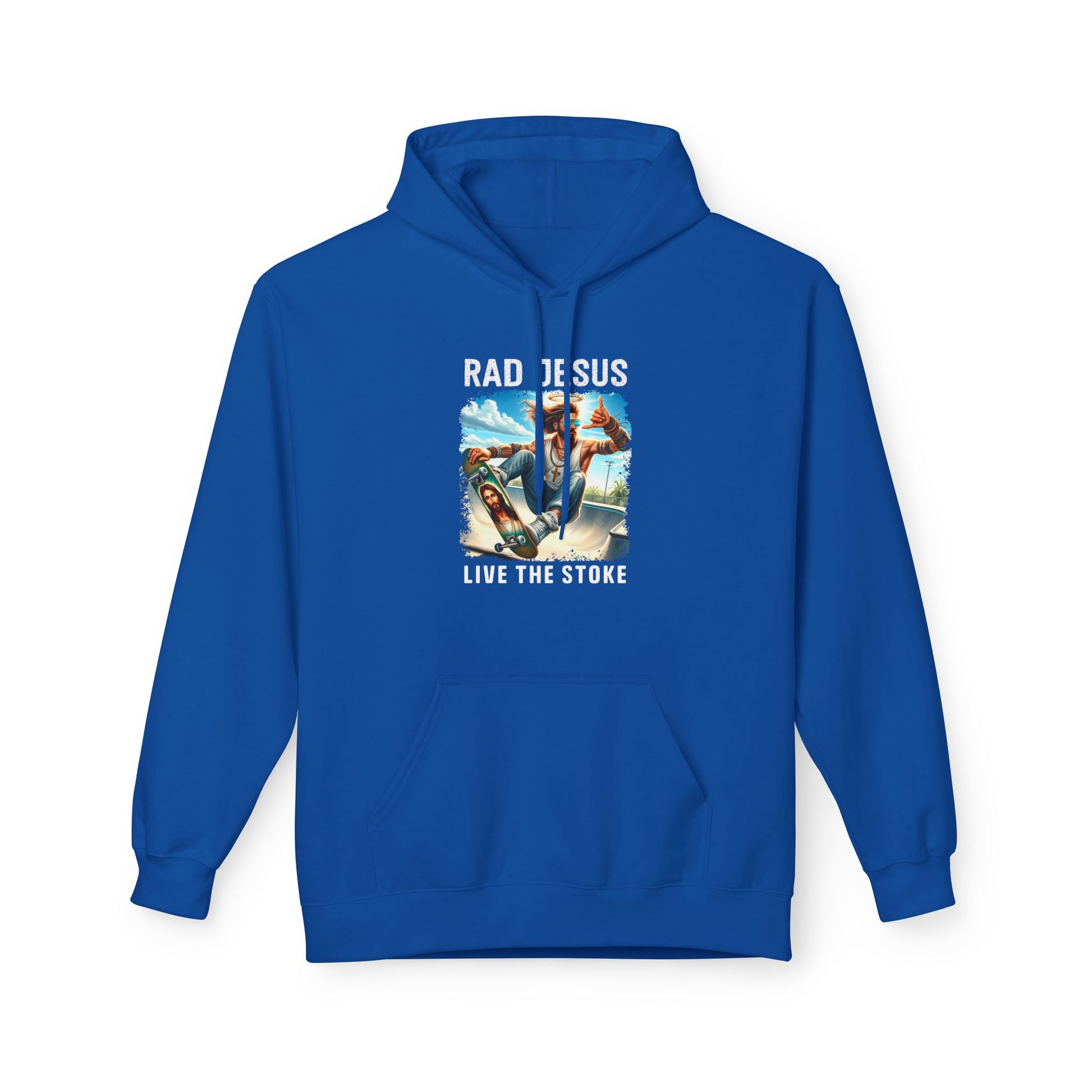 blue skateboarding graphic hoodie