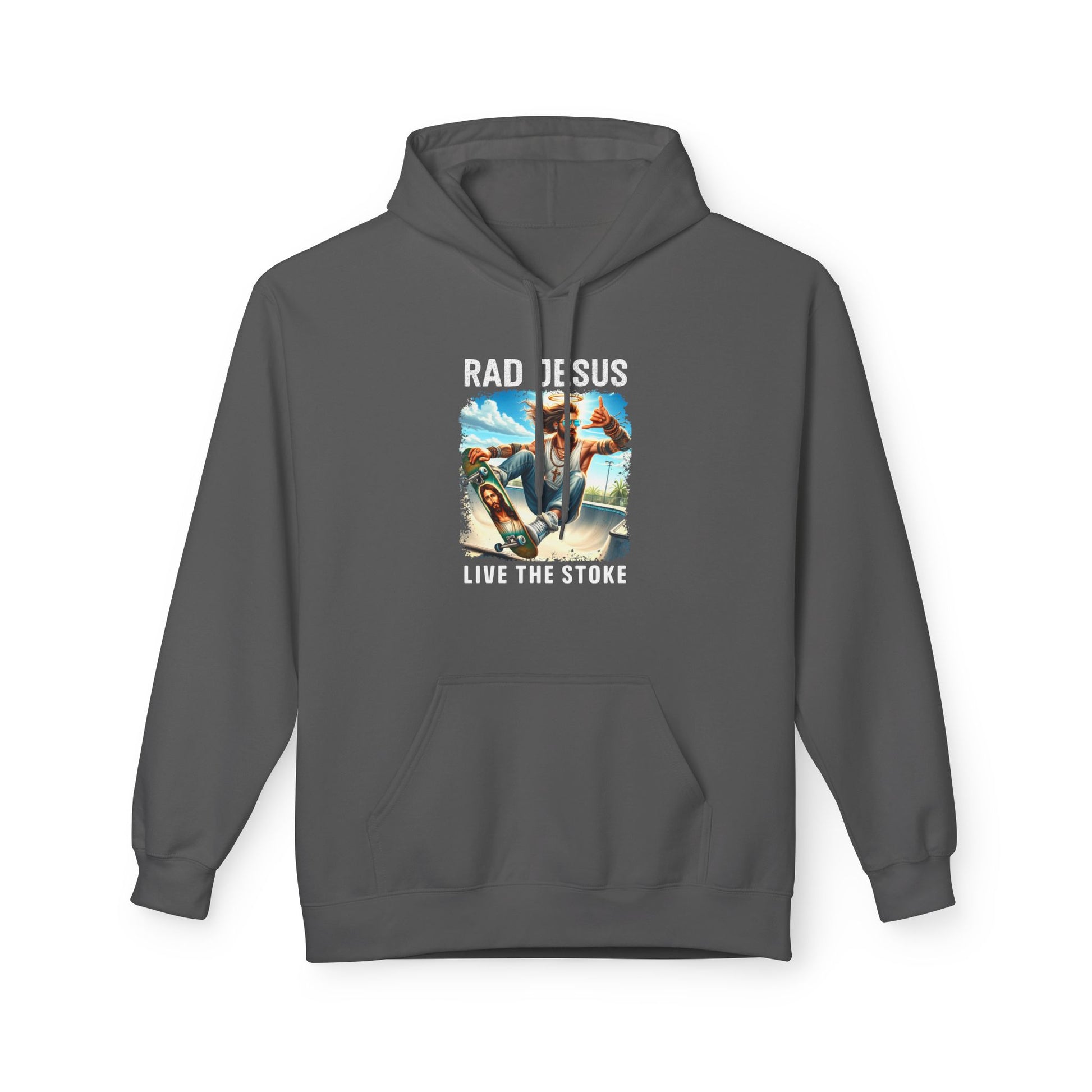 grey skateboarding graphic hoodie