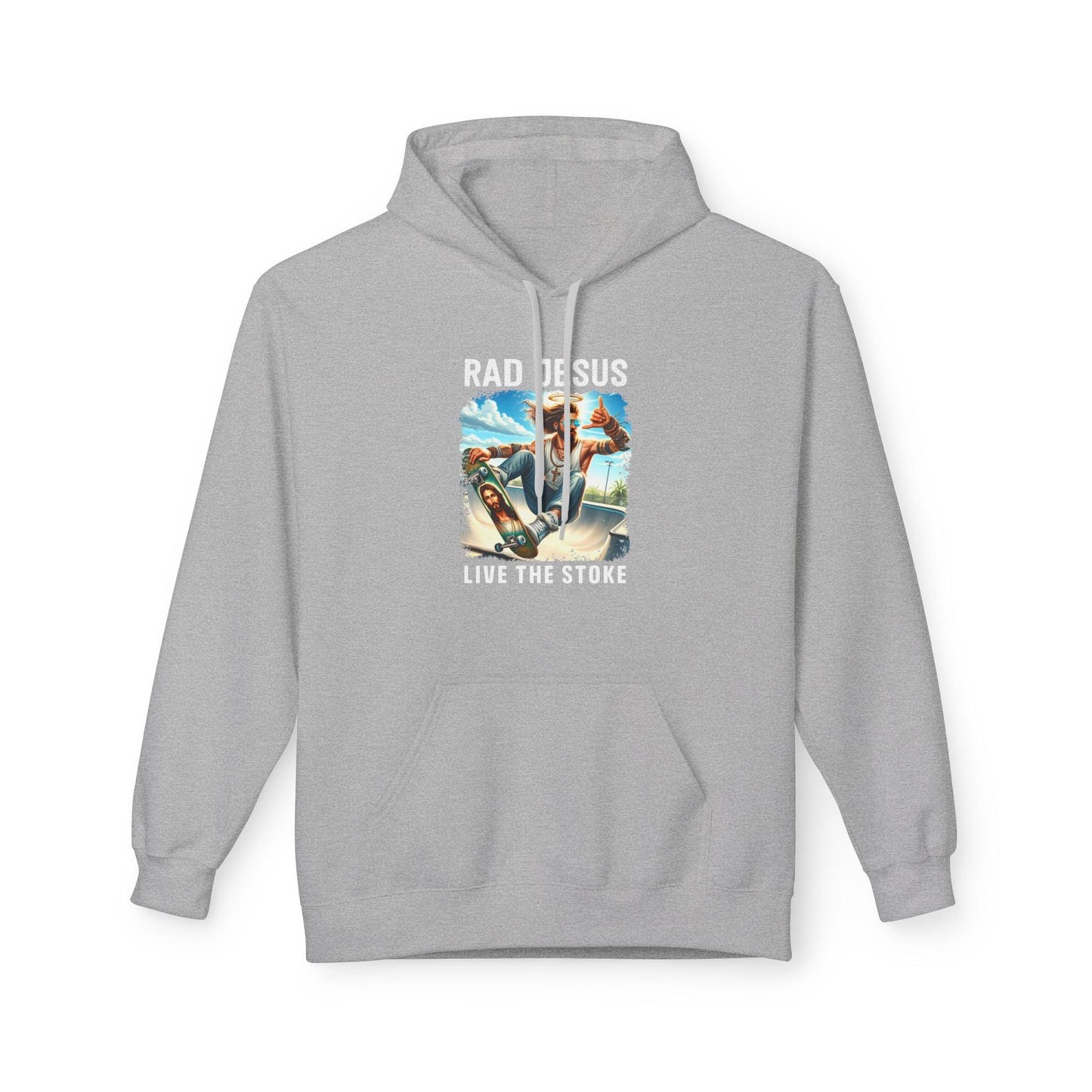 light grey skateboarding graphic hoodie