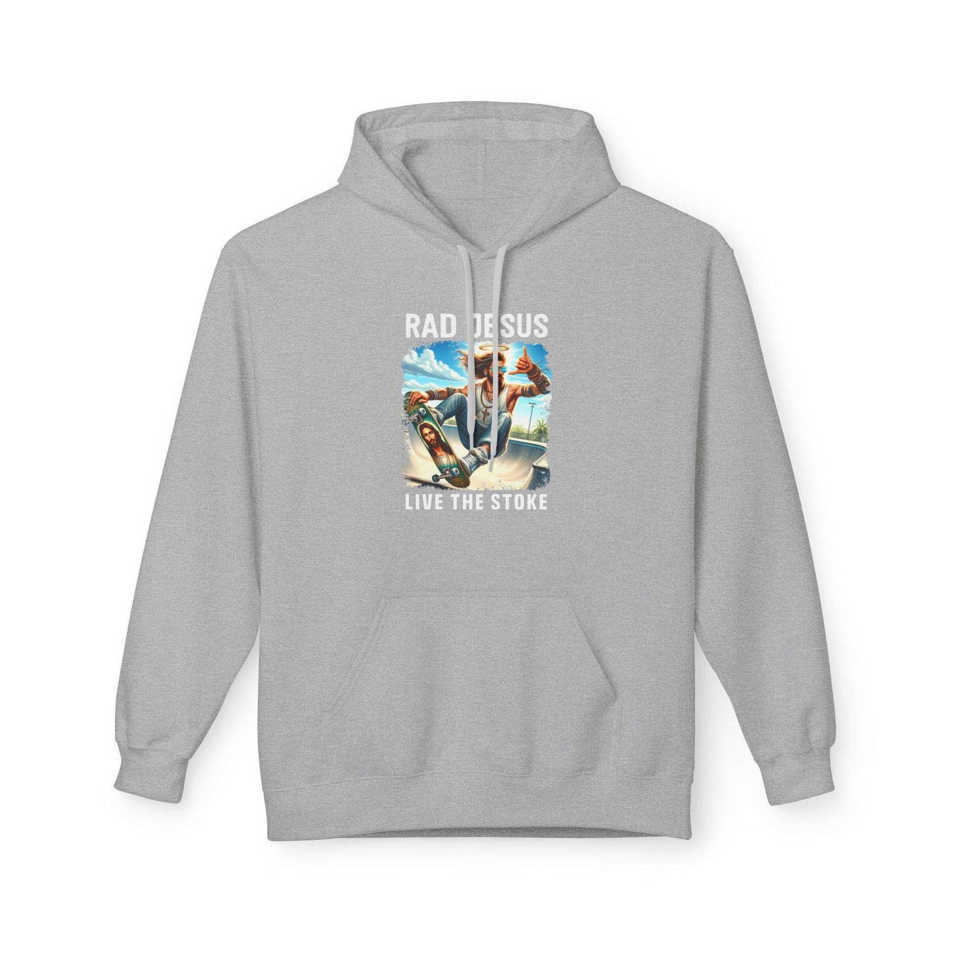 light grey skateboarding graphic hoodie