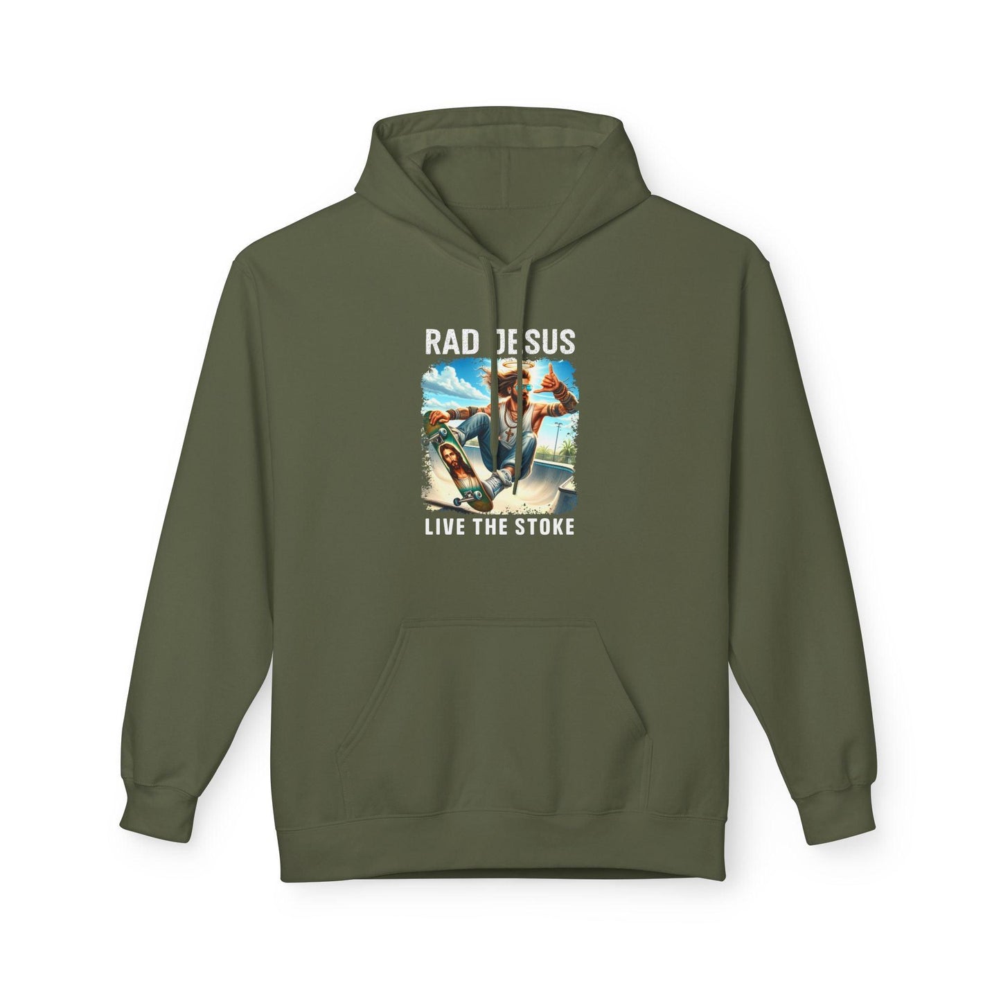 olive green skateboarding graphic hoodie